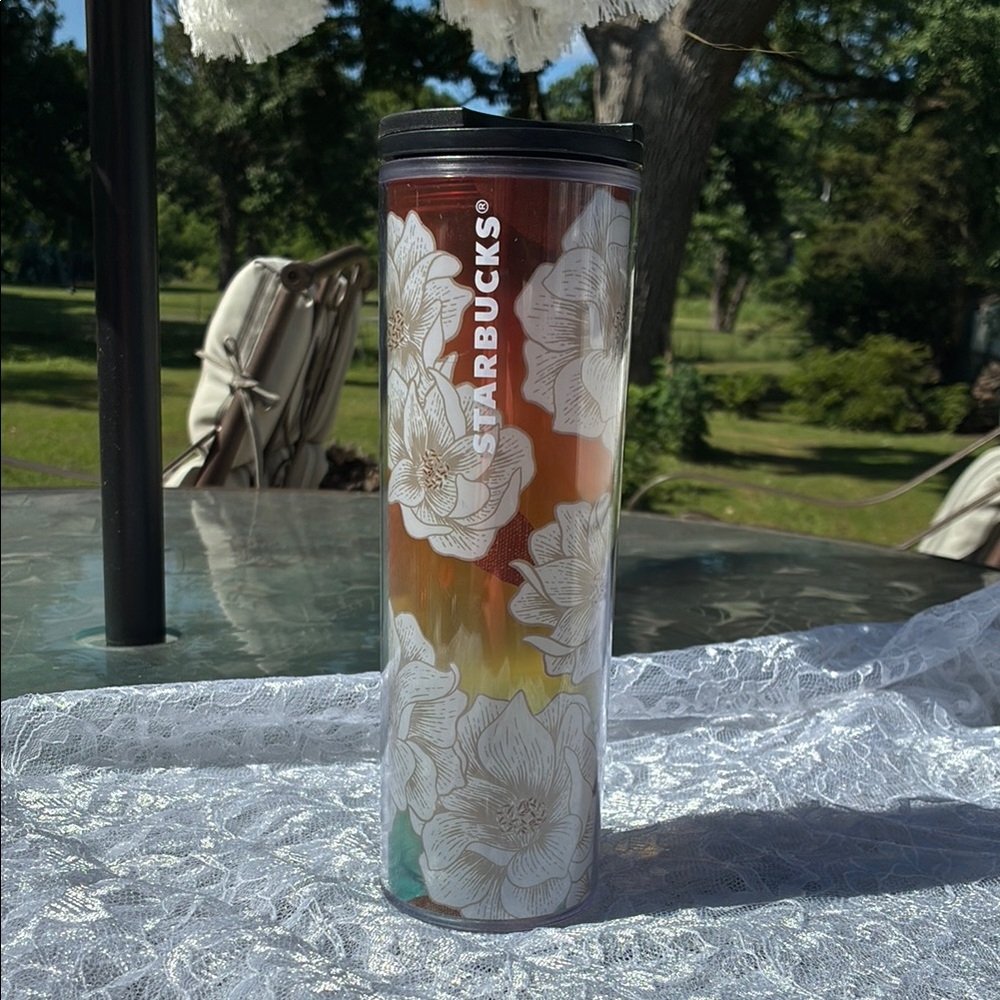Starbucks Floral Ombre’ Cactus Flower Tumbler 16oz. Acrylic Cold Cup Tumbler